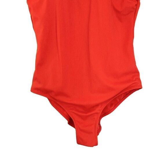 Catalina Swimwear Orange Ribbed Padded Scoop Full Coverage One Piece Swimsuit - Picture 4 of 7